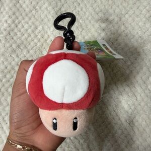 Red and White Mushroom Plush Keychain